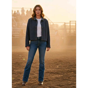 VTG County Clothing Company Cheyenne Collection Med Blue Cropped Jacket Size L